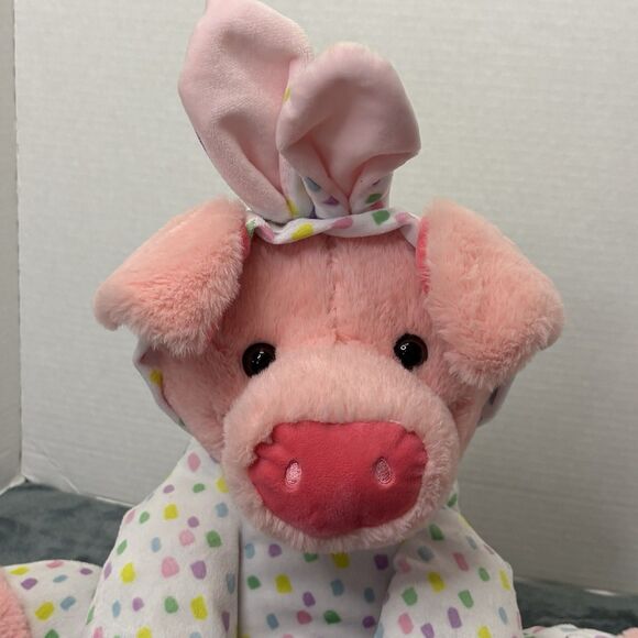 Dan Dee Easter Bunny Plush Pink Pig in Rabbit Costume 16 Inch Stuffed Animal Toy - Picture 2 of 11